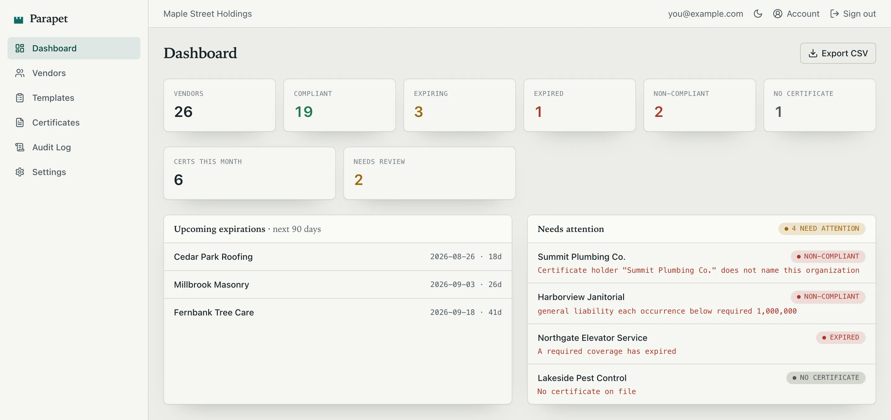 Parapet project screenshot
